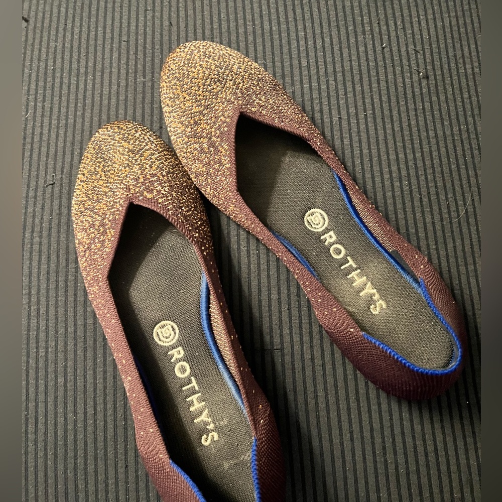 Rothy's Metallic Eggplant flats